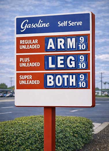 Fill Up Gas Funny  Card  Send someone a personalized greeting card just in time for their birthday! | gas prices raising higher oil price on the move gulf war Iran funny greeting card  I was going to get you a nice birthday gift but I had to fill up!